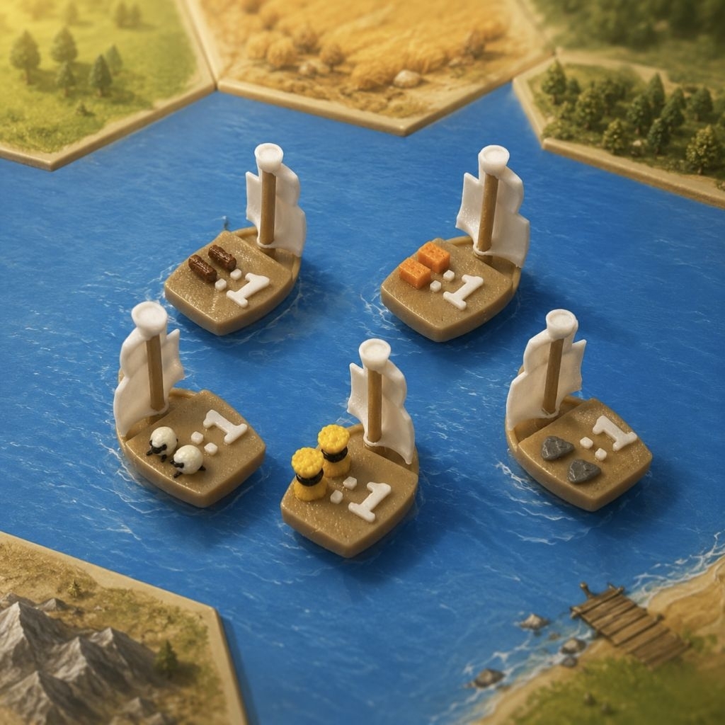 ⚓️ [3D Print] Catan Harbor Token เรืออัปเกรดท่าเรือ Catan วัสดุ PETG (ไม่รวมตัวเกม)
