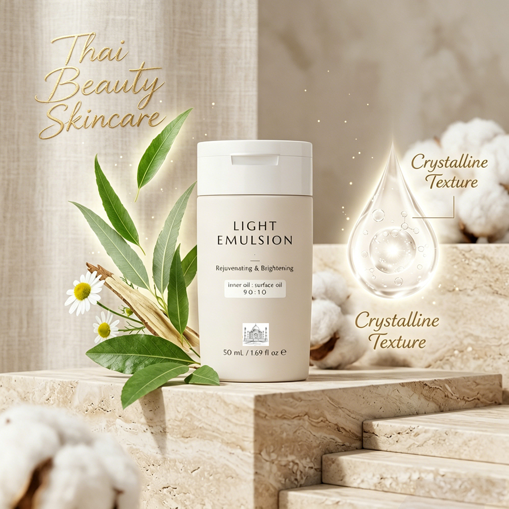 Skincare Light Emulsion 50ml อิมัลชั่นหรูเพื่อผิวออร่ากระจ่างใสเล่นแสง เนื้อบางเบาซึมไว บำรุงล้ำลึกกู้ผิวโทรมให้ดูอ่