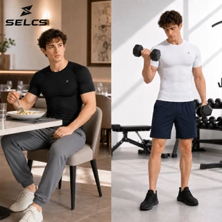 SELCSชุดบอดี้สูท เสื้อยืด กระชับสัดส่วน รัดรูป เสื้อกล้าม เข็มขัด เทรนเนอร์ ลดน้ําหนัก สําหรับผู้ชาย