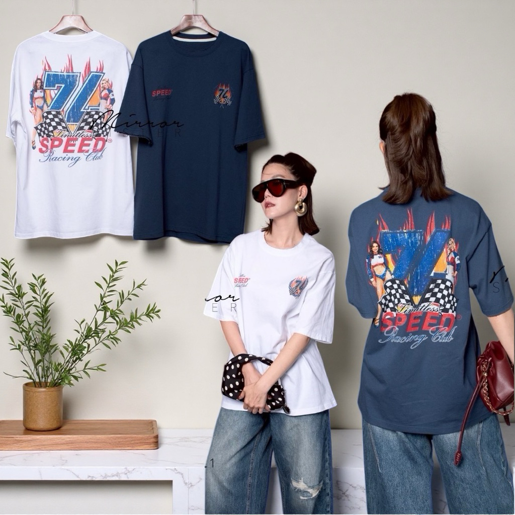 MirrorsisteR 60429.1 เสื้อยืดโอเวอร์ไซส์สไตล์วินเทจ