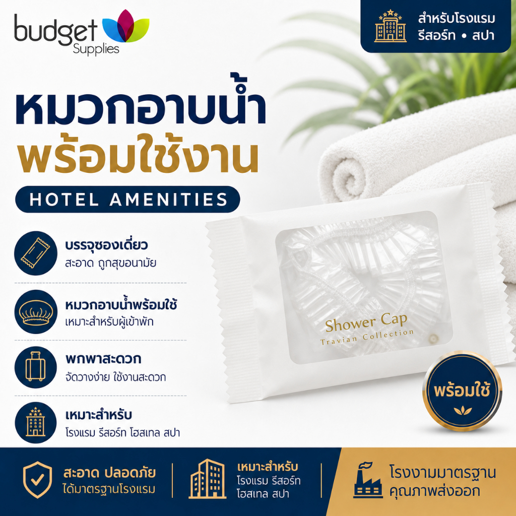 หมวกคลุมผม รุ่นไวท์ทราเวียน (1 ชิ้น/ซอง) จำนวน 250 ซอง