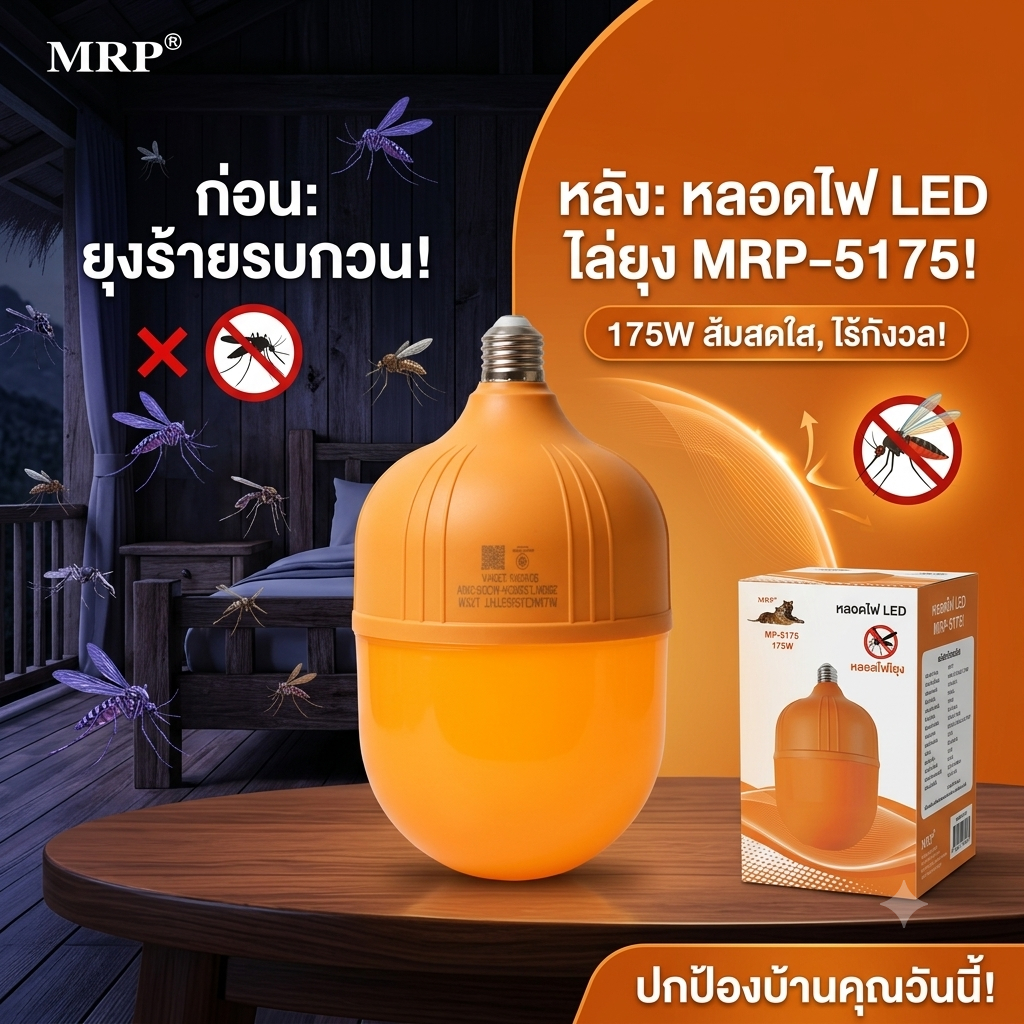 สว่างจ้า ประหยัดไฟ แถมไล่ยุงได้! หลอด LED 175W รุ่นยอดฮิต MP-5175