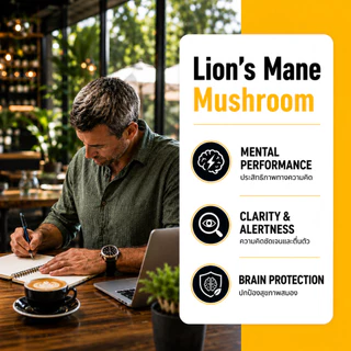 Lion's Mane Mushroom เห็ดหัวลิง Dual Extract 1000mg เบต้ากลูแคน 32% ดอกเห็ดแท้ 100% 60/120 แคปซูล (30/60 วัน)