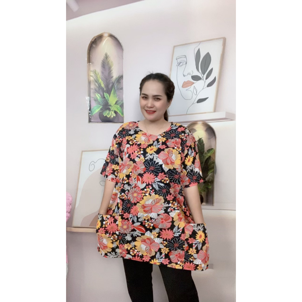 เสื้อยืดผู้หญิง เสื้อผู้หญิงสาวอวบ รอบอก 54-56นิ้ว รุ่น 4055