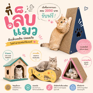 ที่ลับเล็บแมว กล่องแมว บ้านแมว ของเล่นแมว ที่นอนแมว มาใหม่หลายแบบ