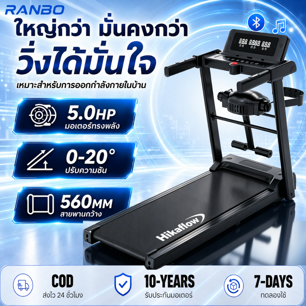 【รับประกัน 10 ปี】ลู่วิ่งไฟฟ้า ใช้ในบ้าน M7 treadmill 1-16km แผ่นวิ่งกว้างพิเศษ เงียบสุดขีด ดีไซน์พรี
