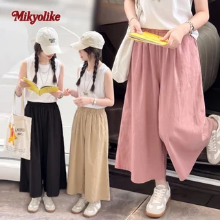 2-11 ปี Wide Leg กางเกงเด็กผู้หญิง ขากว้าง สไตล์เกาหลี ทรงหลวม สีสดใส กางเกงเด็กผู้หญิง ผ้าหนุ่ม ใสสบาย