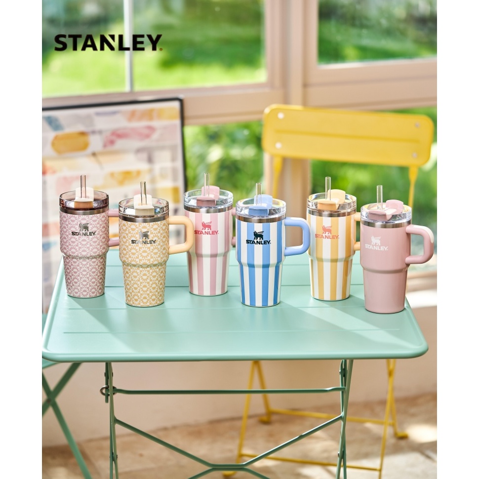 ของแท้ 100% STANLEY แก้วน้ำดูด แก้วเก็บอุณหภูมิ ลายทาง แก้วน้ำสแตนเลส ขนาดใหญ่ จุของได้เยอะ