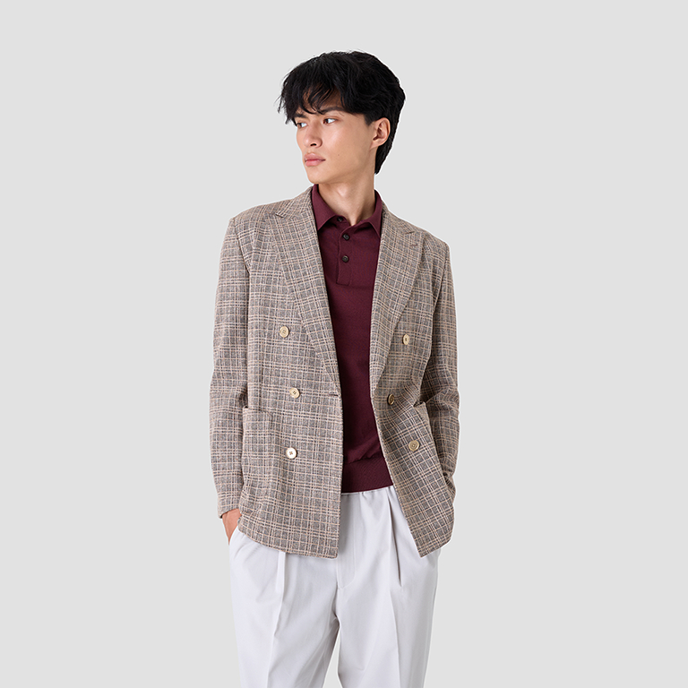 SUIT SELECT Fortex Double Breasted Jacket (ฺBeige) ชุดสูทสีเบจ