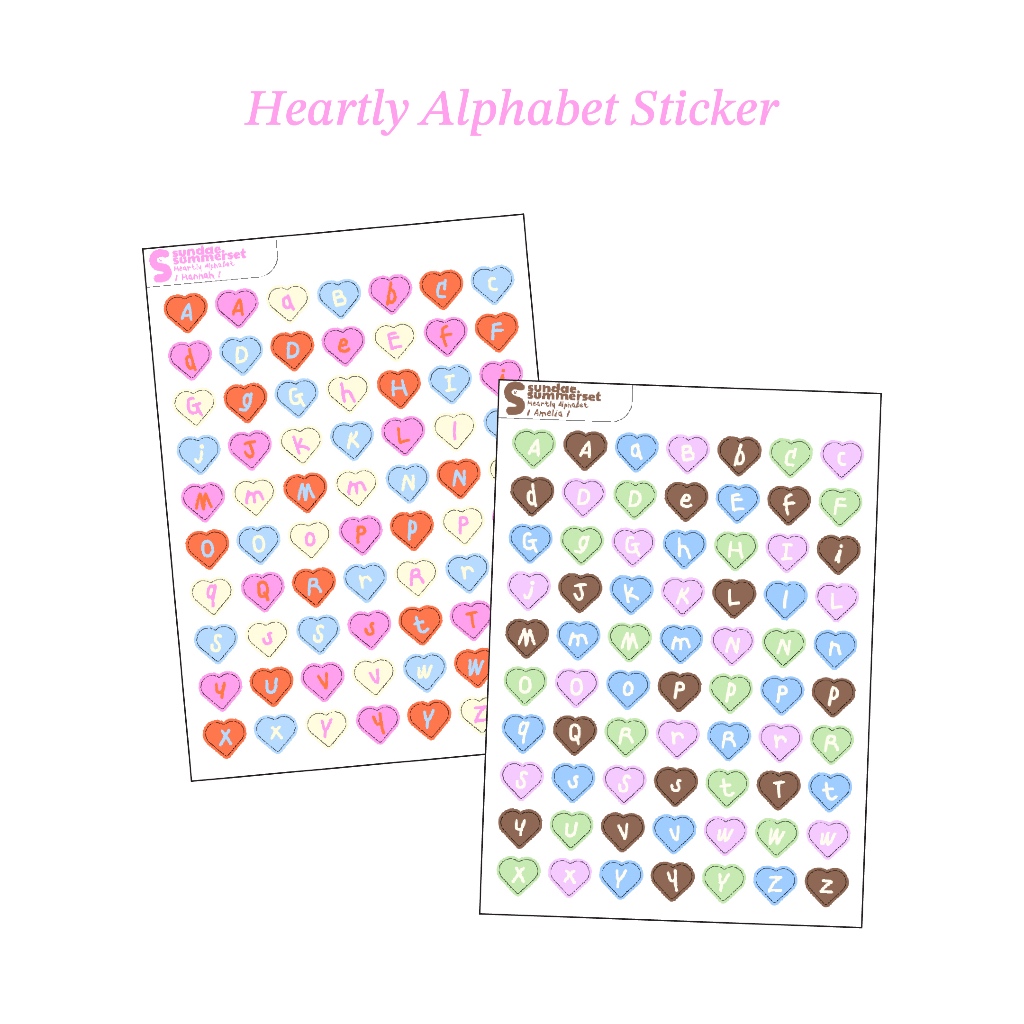สติกเกอร์ตัวอักษร สติกเกอร์ ABC - Heartly Alphabet (sundae.summerset) สติกเกอร์ภาษาอังกฤษ