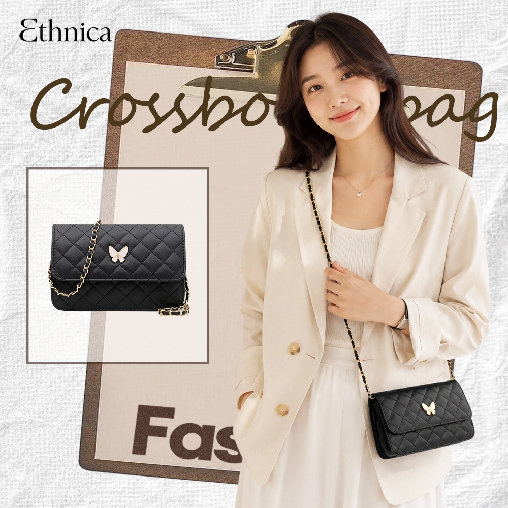 พร้อมส่ง กระเป๋าสะพายข้างลายผีเสื้อ ดีไซน์ควิลท์ลายตาราง สายโซ่สีทอง แฟชั่นผู้หญิง สวยหรู แมตช์ง่าย