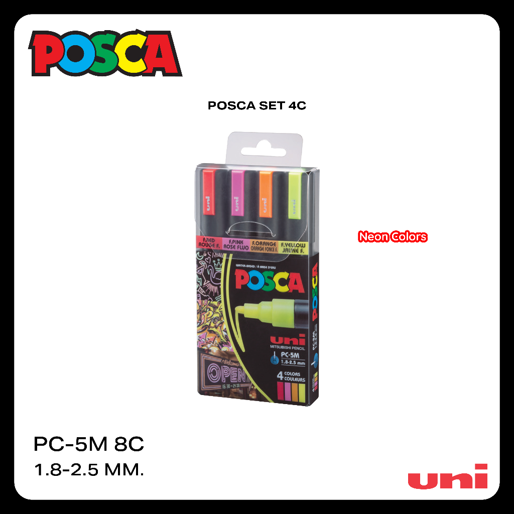 POSCA طقم ماركر نيون 4 ألوان — صورة 2