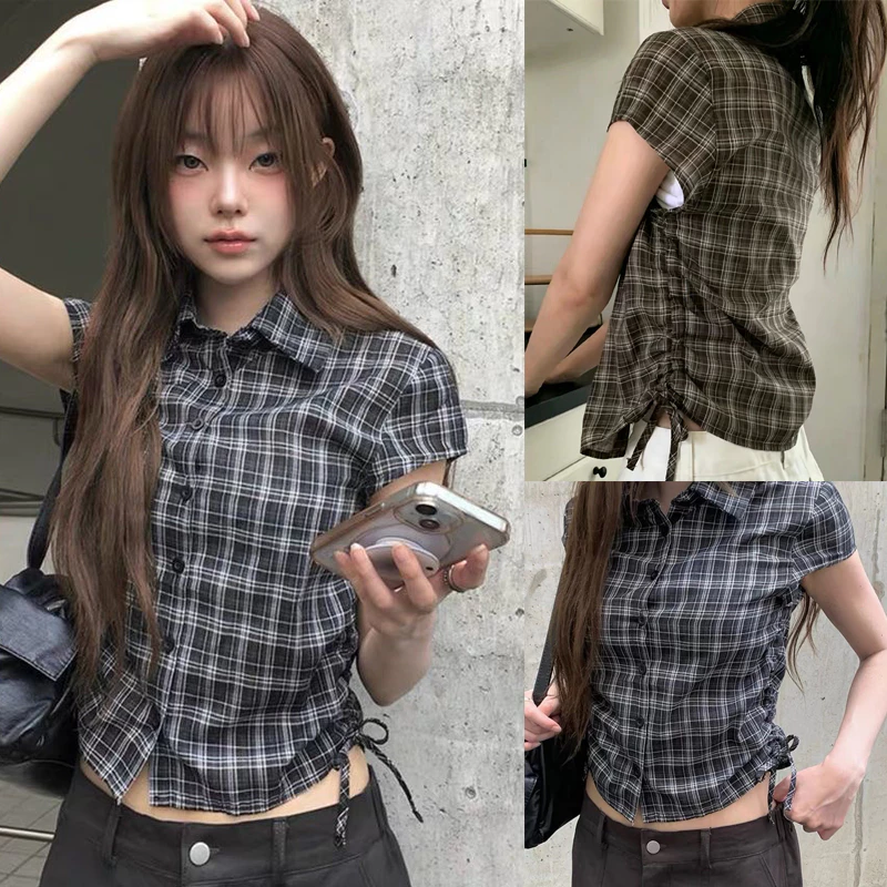 Cuties W725 เสื้อเชิ้ตลายสก๊อต สไตล์เกาหลี เสื้อเชิ้ตสไตล์สบาย เสื้อแขนสัน ดีไซน์สุดคลาสสิก ขนาด S-XL สำหรับทุกโอกาส