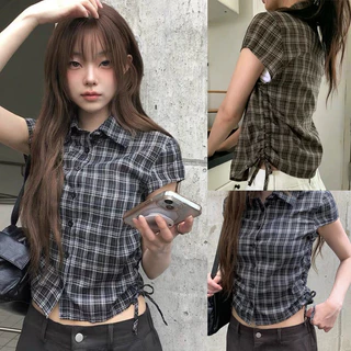 Cuties W725 เสื้อเชิ้ตลายสก๊อต สไตล์เกาหลี เสื้อเชิ้ตสไตล์สบาย เสื้อแขนสัน ดีไซน์สุดคลาสสิก ขนาด S-XL สำหรับทุกโอกาส