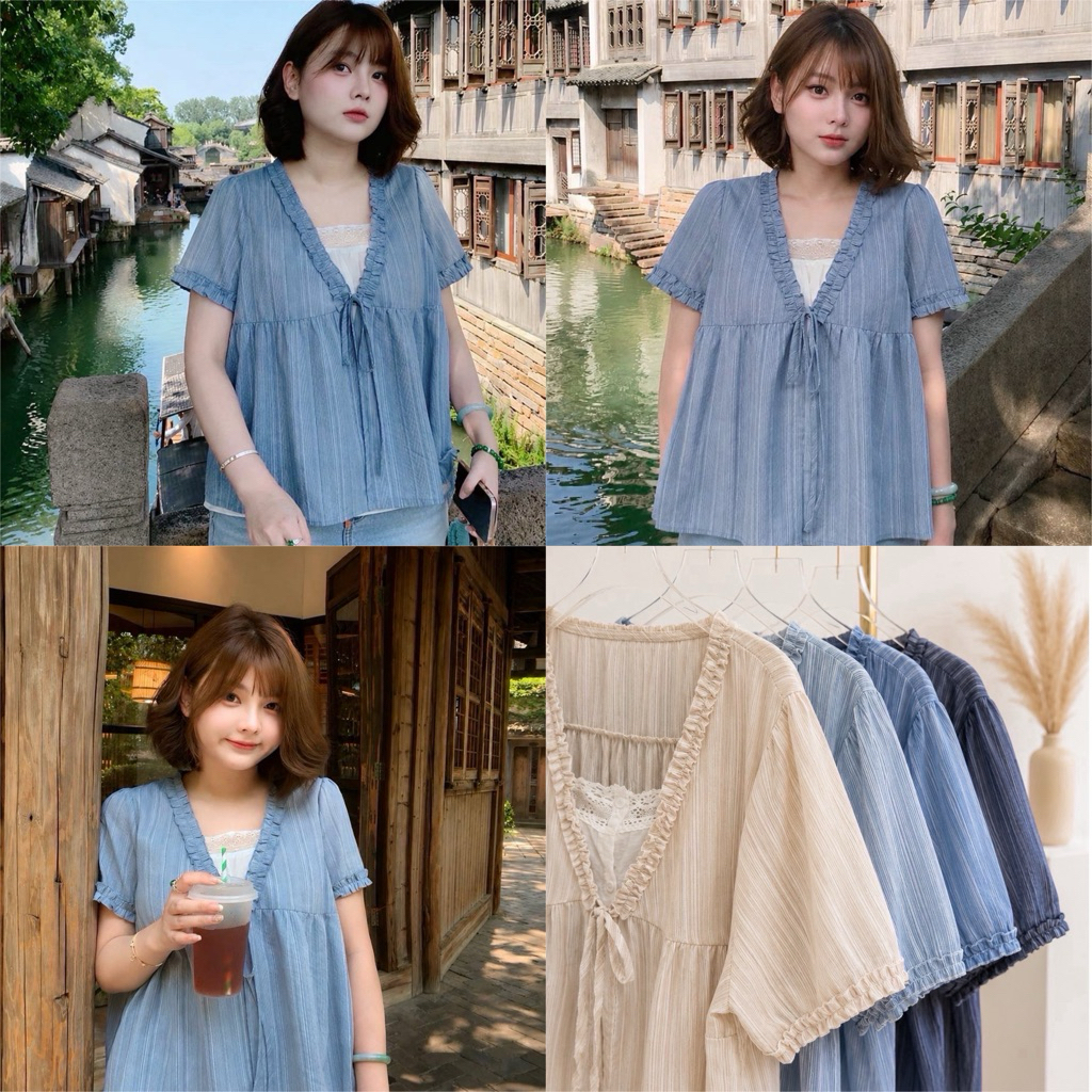 เสื้อผ้าคอตต้อนสไตล์2in1 Big size50-52”