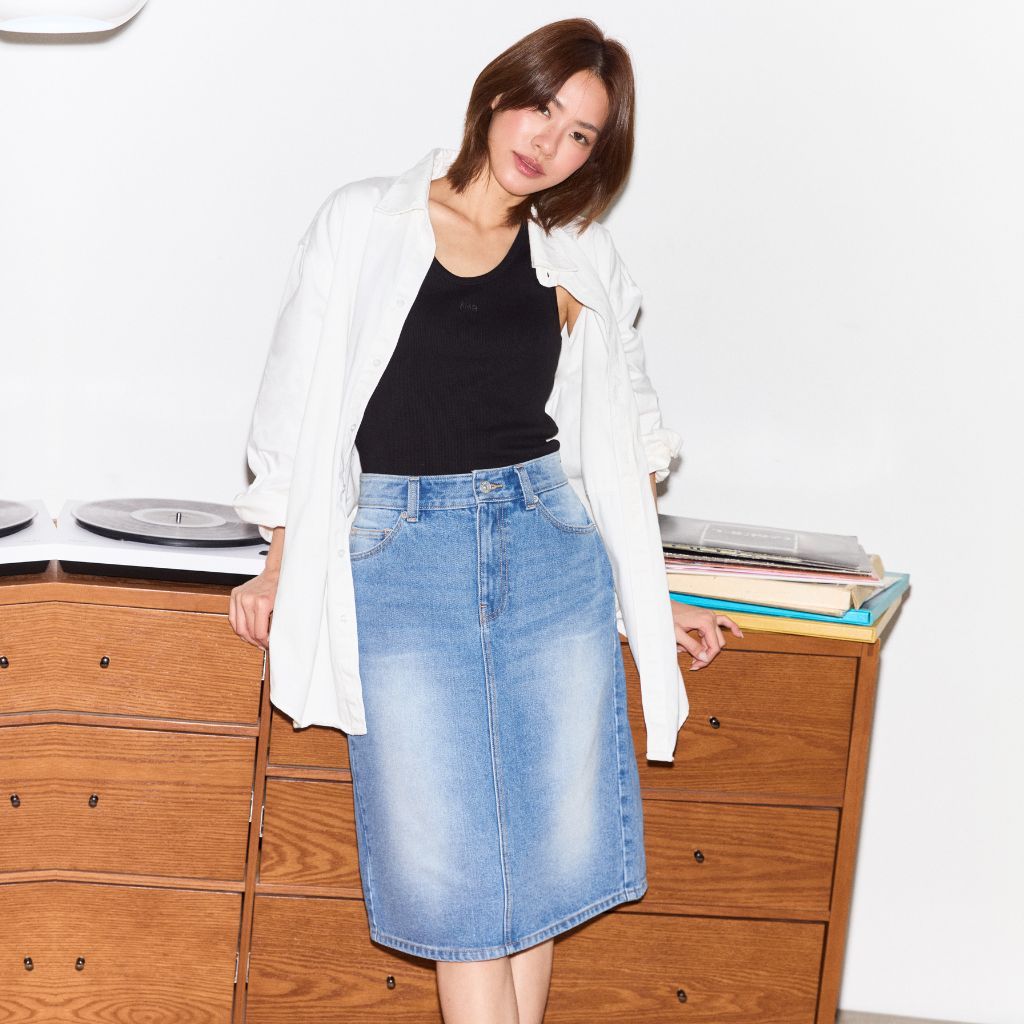 AMR DE SAISON ( AIMER ) - Midi Denim Skirt กระโปรงยีนส์