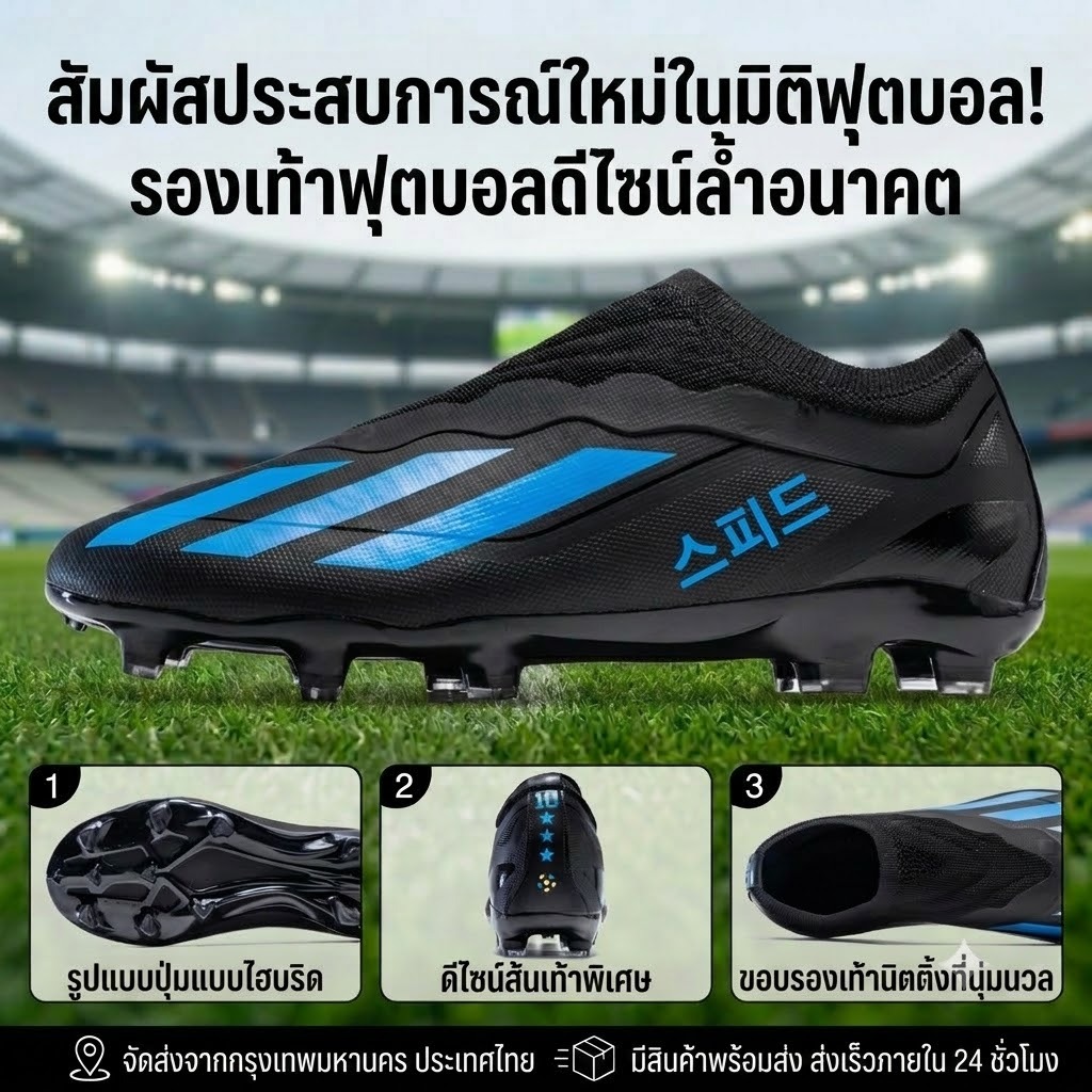 COD รองเท้าสตั๊ดหุ้มข้อ รองเท้ากีฬาผู้ชาย ทนทาน ไซส์ 35-43 สำหรับสนามหญ้าจริงและเทียม ส่งด่วน 24 ชม. ของแท้พร้อมส่ง