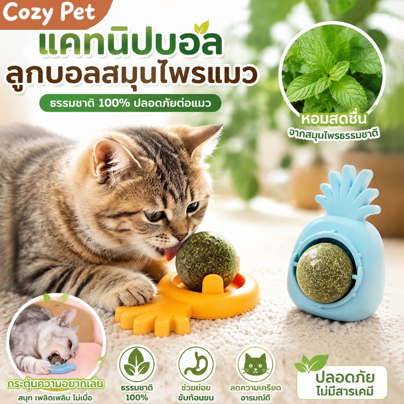 แคทนิปบอล Catnip Ball กัญชาแมว สำหรับแมว ามเครียดแมว ของเล่นแมวเลีย