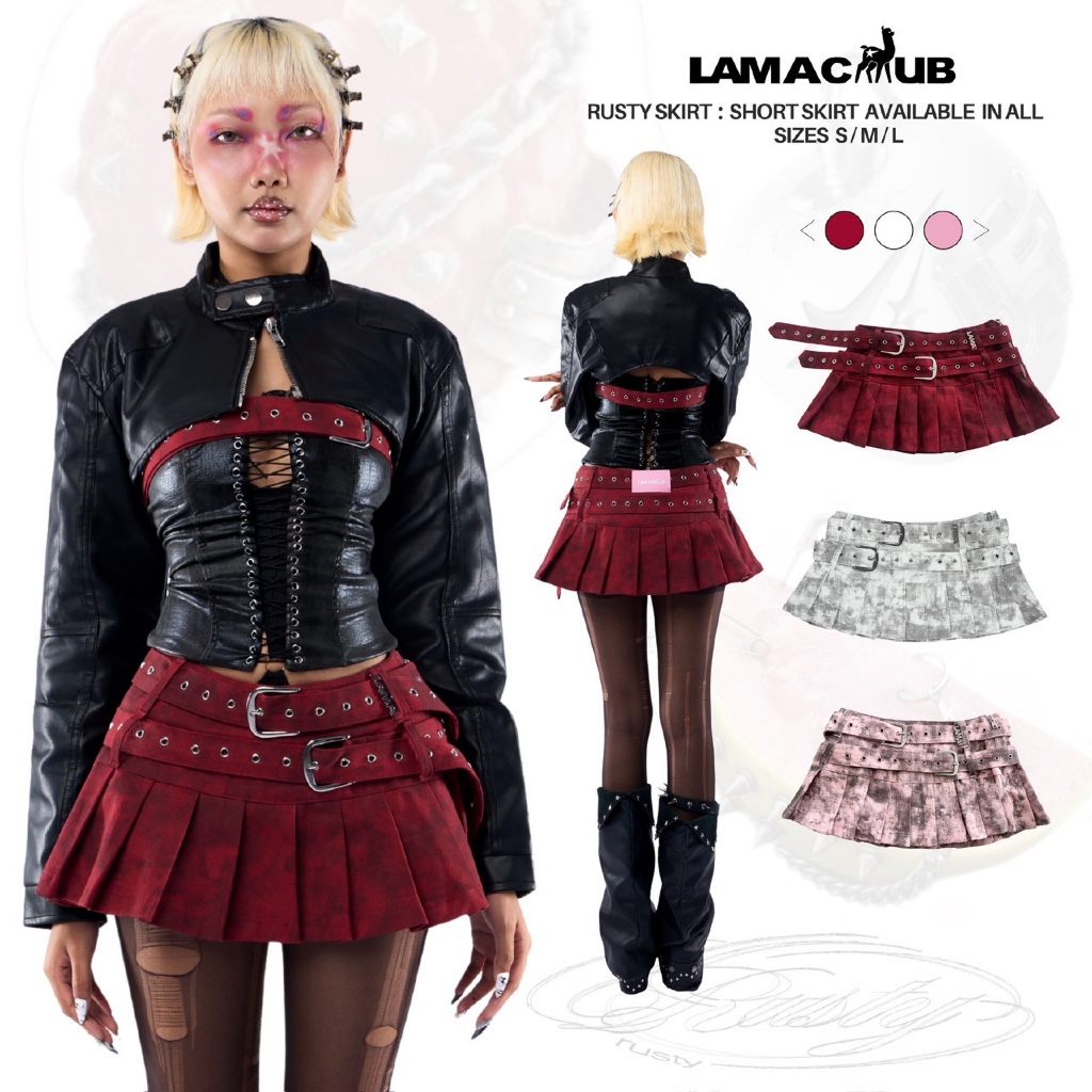 Rusty Skirt กระโปรงเอวต่ำมีกางเกงซัพด้านใน พ่นสีลายเฉพาะตัว Lama.Club