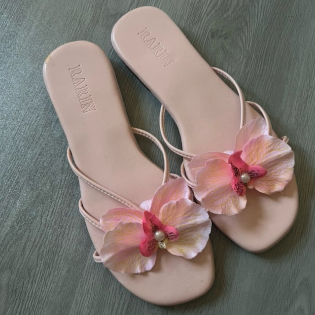 Rarin brand รองเท้าแตะแต่งดอกกล้วยไม้ sz.40