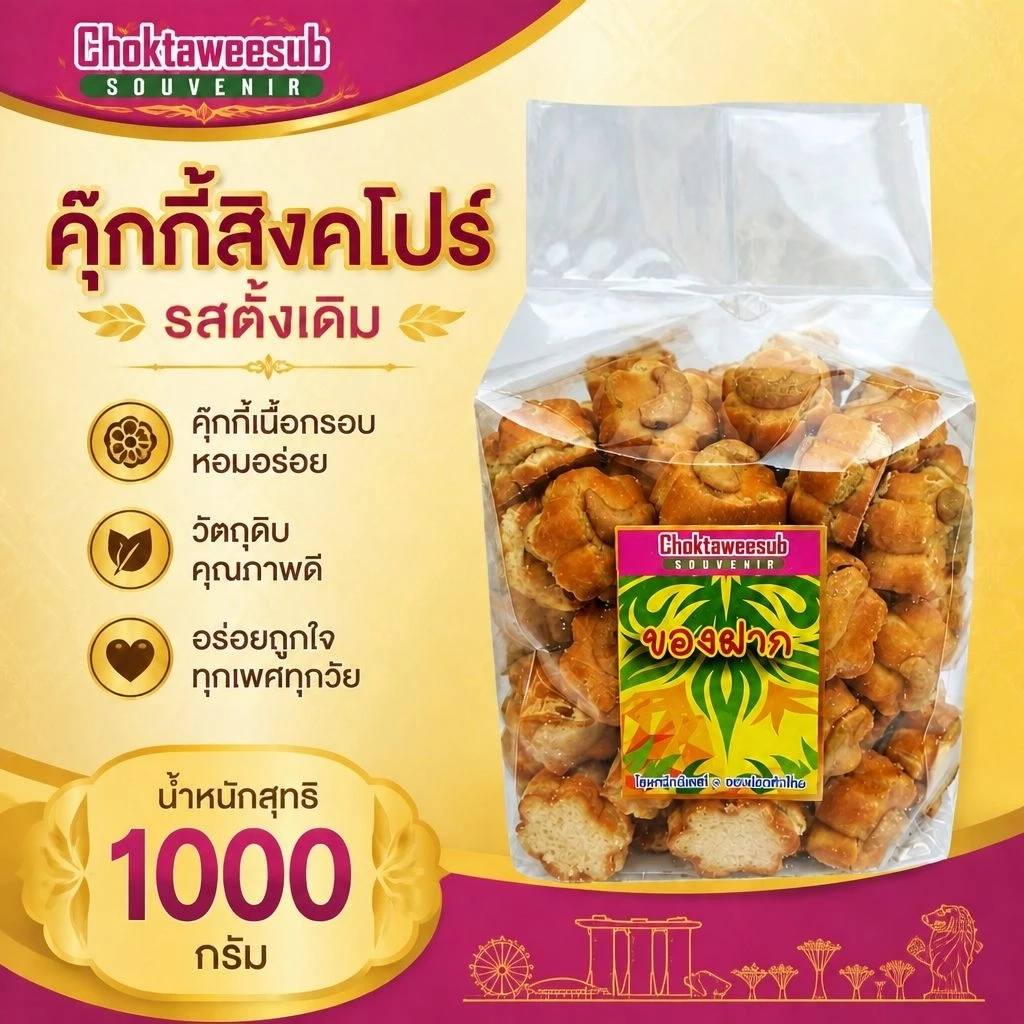 คุกกี้สิงคโปร์เกรดพรีเมี่ยม รสดั้งเดิม บรรจุ 1000 กรัม