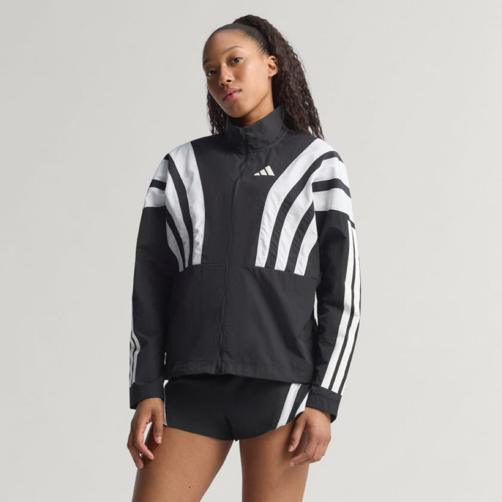 เสื้อแขนยาวแจ็คเก็ตวิ่งผู้หญิง Adidas ADIZERO ARCHIVE สีขาวดำ