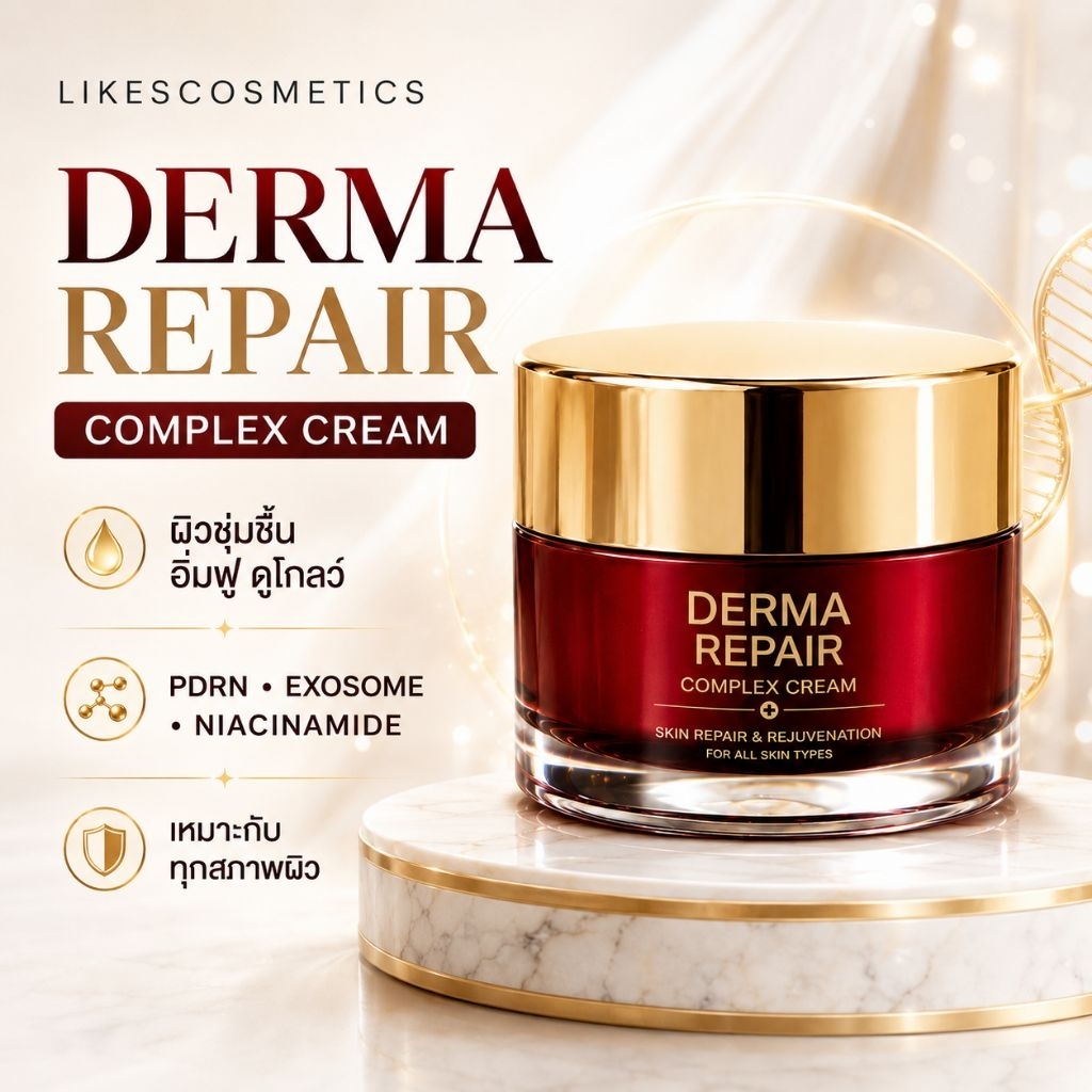 ไลก์ส คอสเมติก Derma Repair Complex Cream ครีมบำรุงผิวหน้า ลดหมองคล้ำ ฉ่ำเงา เนียนนุ่ม ชุ่มชื้น