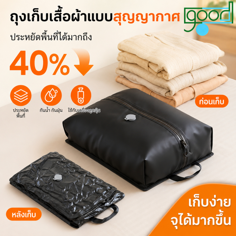🔥ส่งจากไทย🔥 ถุงสูญญากาศเดินทาง ถุงบีบอัดสูญญากาศ IP67 กันน้ำ กันฝุ่น จัดระเบียบกระเป๋าเดินทาง ถุงใส่เสื้อผ้าพกพา+ปั๊มลม