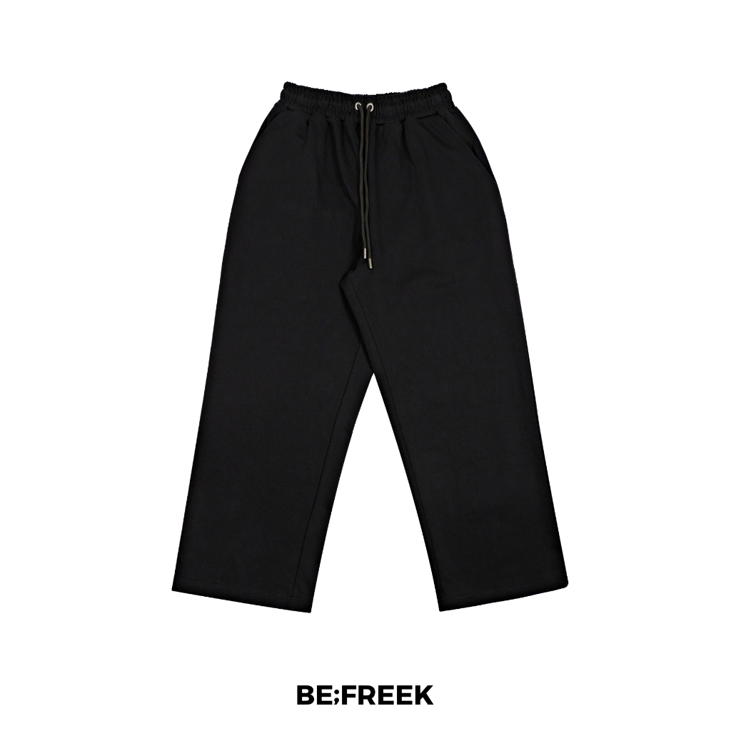 BE;FREEK กางเกงขายาวทรงกระบอก พิมพ์โลโก้ BE;FREEK สีดำ BE;FREEK STRAIGHT-LEG BLACK SWEATPANTS