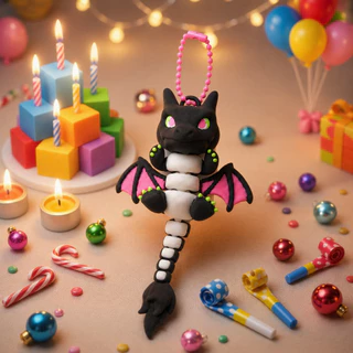 Dragon Keychain พวงกุญแจมังกร 3D พิมพ์สามมิติ มังกรดำ มังกรการ์ตูน โมเดลมังกร คีย์เชนห้อยกระเป๋า