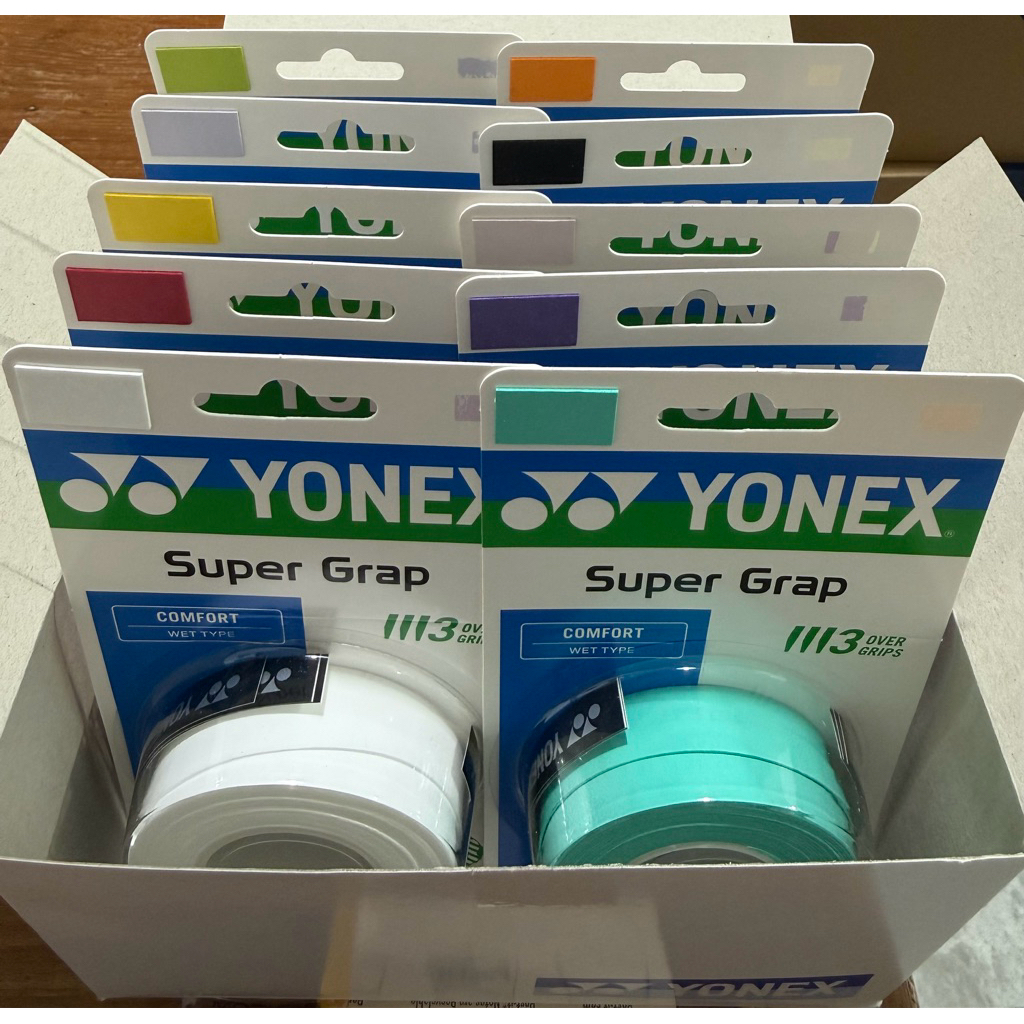 YONEX  AC102EX  ยกกล่องครบ 10 สี ยางพันด้ามไม้แบด (สินค้า yonex thailand) Lot ใหม่ล่าสุด ปรับราคาแล้วคะ