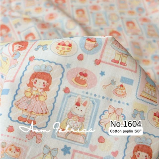 Aom Fabrics🌷ผ้าคอตตอนป๊อปลินลายดอก No.1602-1607 น่ารักมาก ผ้านิ่ม หน้ากว้าง 58 นิ้ว ผ้าเมตรนำเข้า พร้อมส่ง