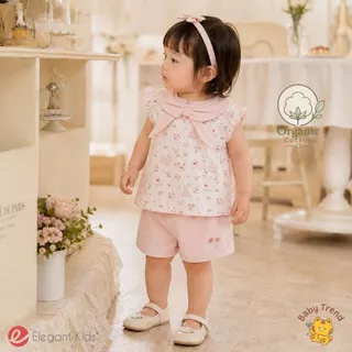 Elegant Kids ชุดเด็กผู้หญิง 6 เดือน-3 ขวบ เสื้อแขนกุด+กางเกงสั้น Organic Floral Collection | Baby trend