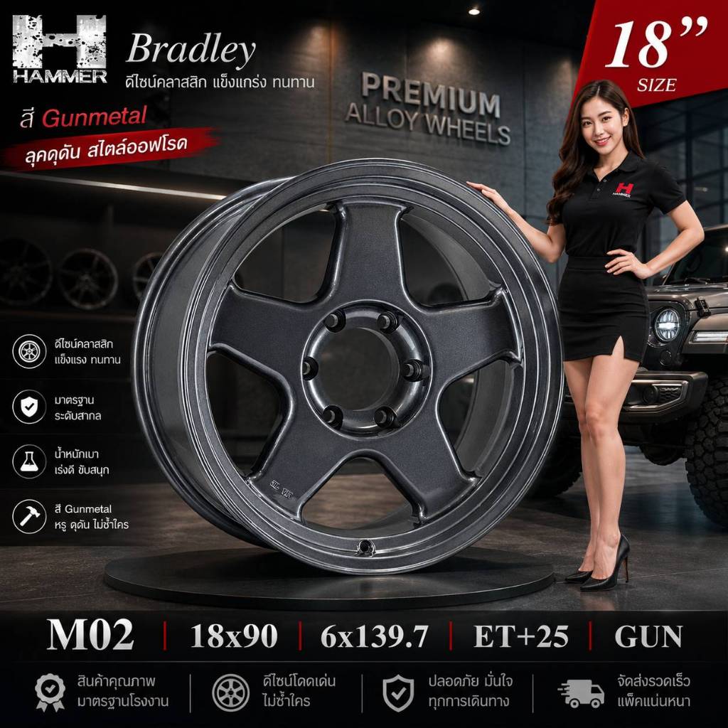 APP Wheel M02 18x9.0" 6รู139.7 ET+25 สี GUN / SMB