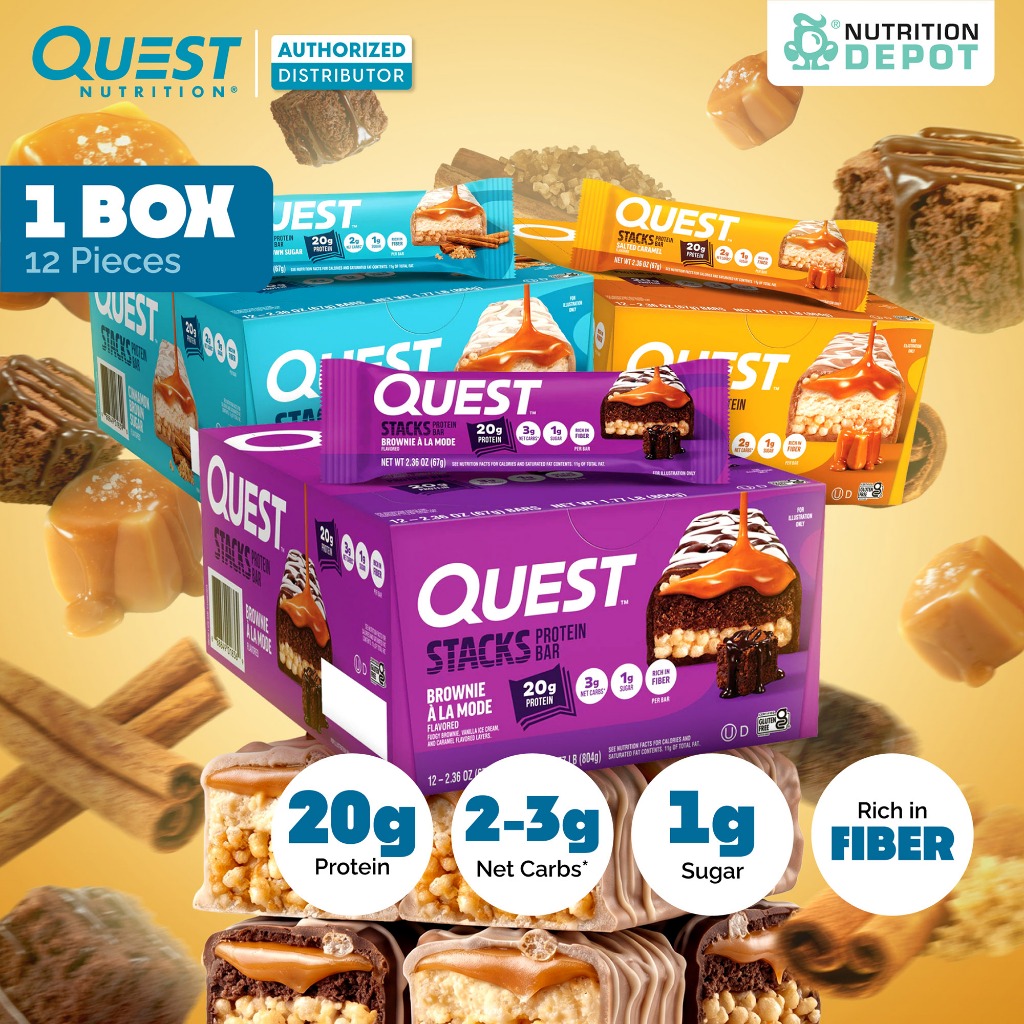 Quest Stacks Protein Bar 12 Bars (1 Box ) โปรตีนบาร์  - 12 ชิ้น (1 กล่อง )