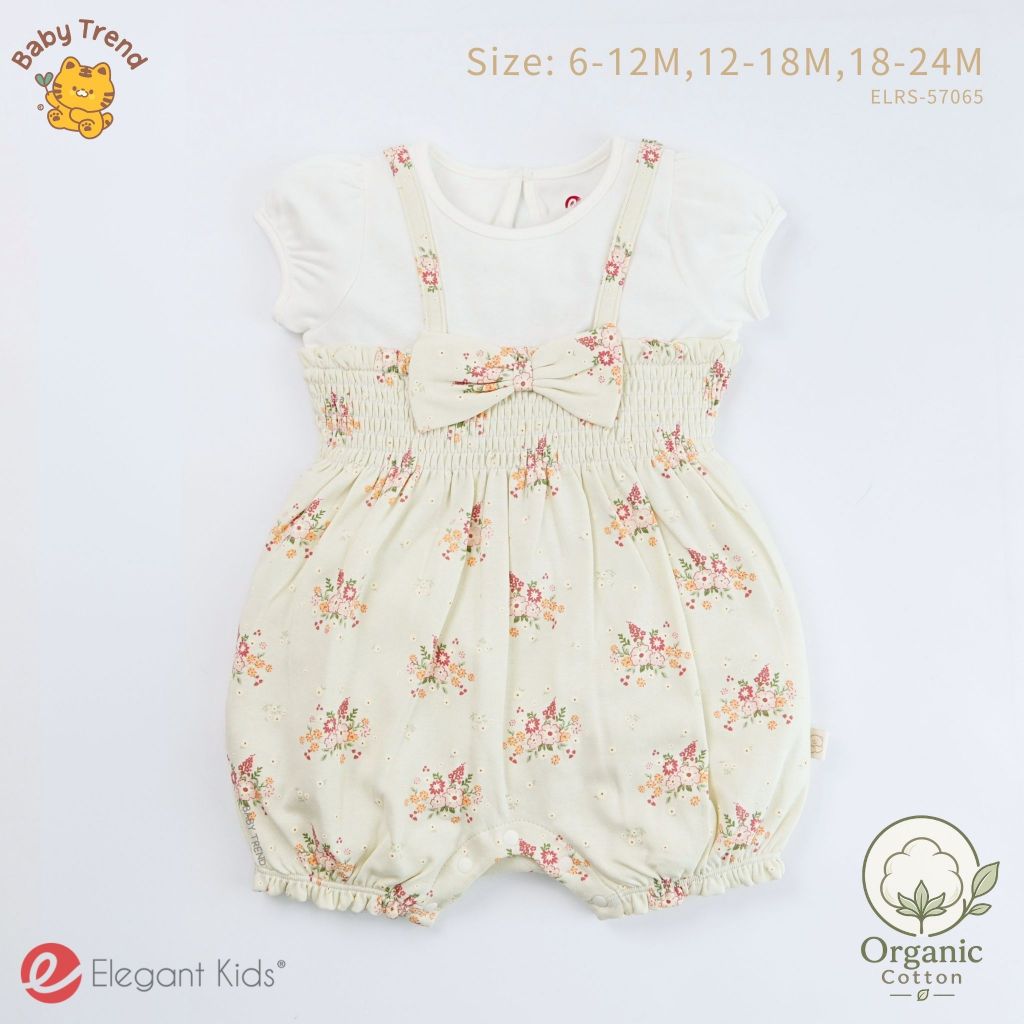 Elegant Kids ชุดลูกสาว 0-18 เดือน รอมเปอร์สั้นติดโบว์ Organic Floral Collection | Baby trend