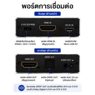 Upliftish ตัวแยกสัญญาณเสียง HDMI HDTV Audio Extractor Stereo Converter ออปติคัล และอะแดปเตอร์แยกเสียง AUX3.5mm