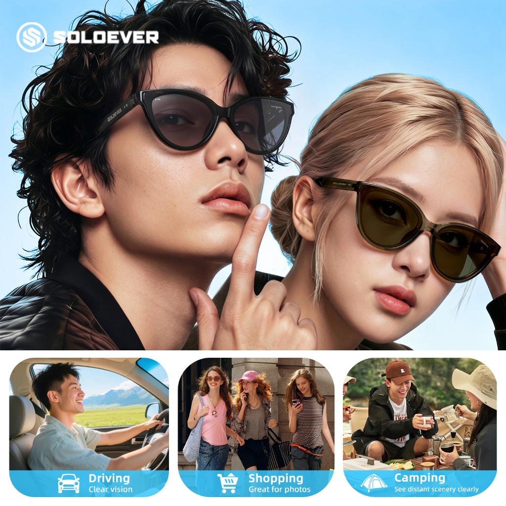 SOLOEVER แว่นตากันแดด UV400 เลนส์โพลาไรซ์ ป้องกันรังสียูวี แฟชั่นสําหรับผู้ชาย และผู้หญิง