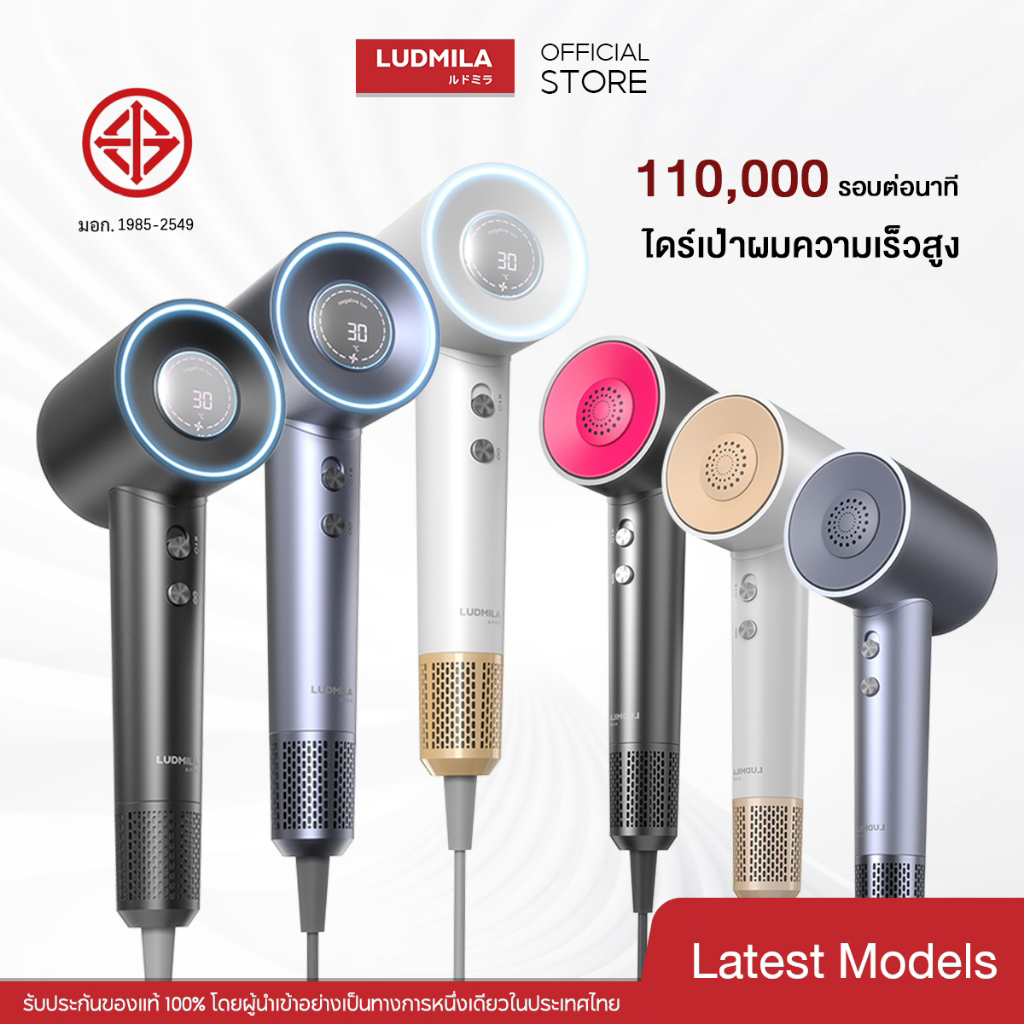 LUDMILA Hair Gleam High-Speed Hair Dryer 110000 RPM ไดร์เป่าผมความเร็วสูง เครื่องเป่าผม ลดผมชี้ฟู มีไอออนลบ เป่าผมแห้ง
