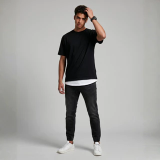 DAVIE JONES [BE FEARLESS] กางเกงจ็อกเกอร์ผู้ชาย Slim Fit Joggers สีดำ กรม น้ำเงิน GP0166