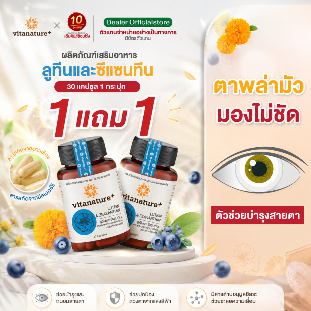 Vitanature plus ลูทีนและซีแซนทิน ผสมสารสกัดบิลเบอร์รี (30แคป/1กระปุก)