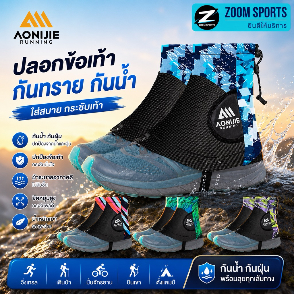 Aonijie  E941 Trail Running Gaiters ผู้หญิงผู้ชายรองเท้าเดินป่าป้องกันหินทรายเข้ารองเท้า