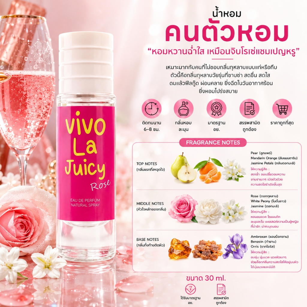 น้ำหอมผู้หญิง Viva La Juicy rose วีว่า ลา จุ้ยซี่ โรส 30 ml. ขวด UFO คนตัวหอม