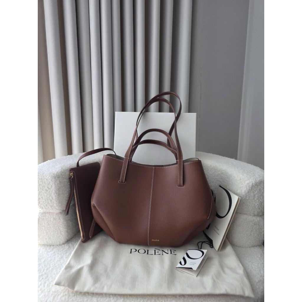 Used like new polene cyme mini in cognac