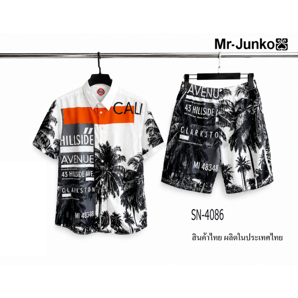 ส่งฟรี เสื้อกับกางเกง Mr-Junko งานต่อลาย ผ้านิ่มใส่สบาย SN-4086