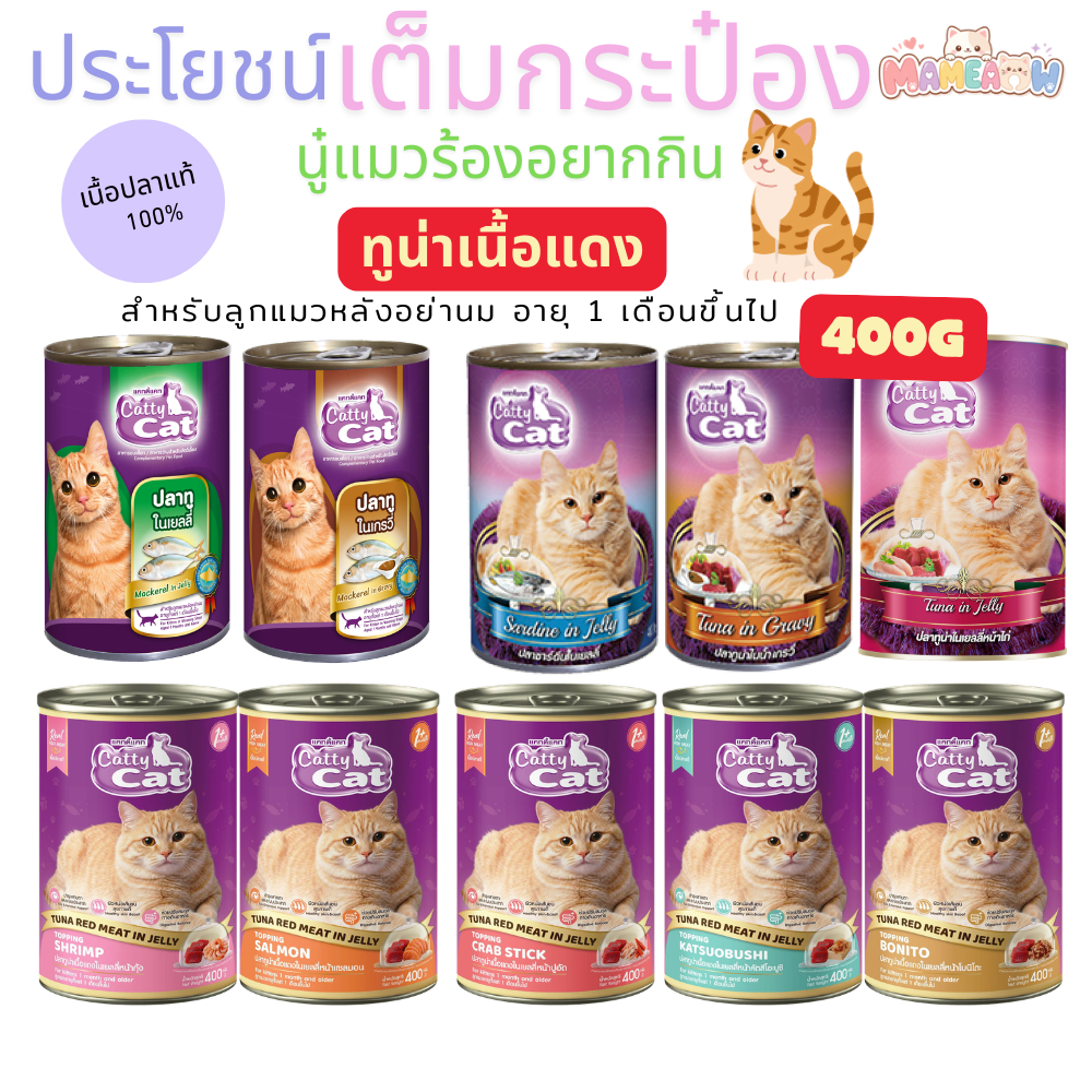 [36-48 ซอง] Cattycat  อาหารแมวแบบซอง สำหรับแมวอายุตั้งแต่ 1 เดือนขึ้นไป แคทตี้แคท 80g