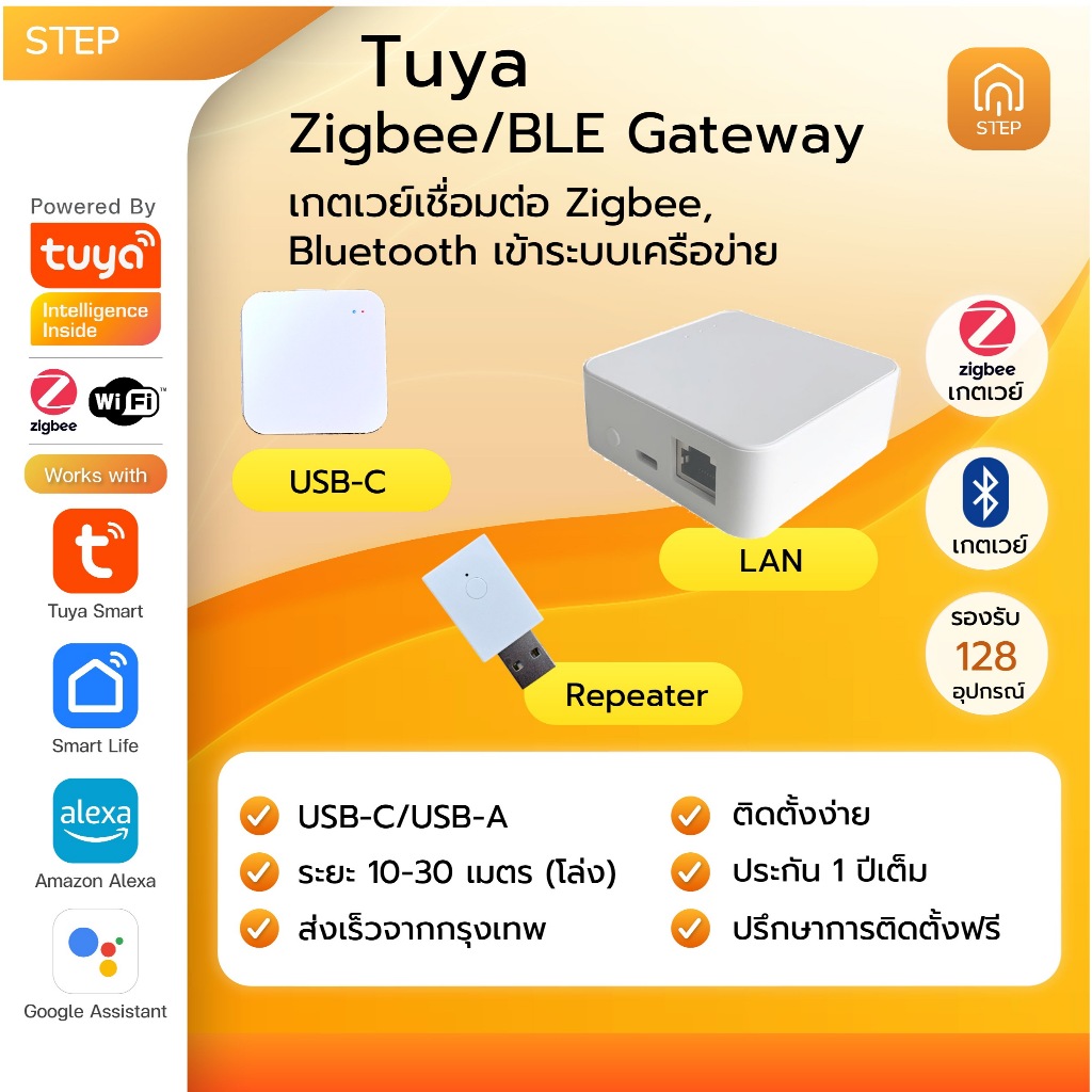 Tuya WiFi Zigbee Gateway เกตเวย์เชื่อมต่อเซ็นเซอร์ สวิตซ์ไฟ และอุปกรณ์ซิกซ์บีอื่นๆ