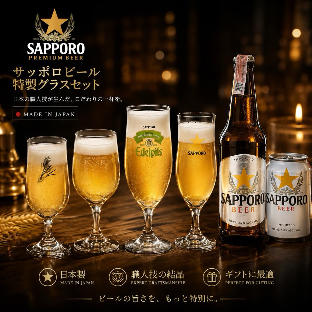 ของแท้! แก้ว Sapporo แก้วไวน์ แก้วแชมเปญ แบรนด์ Sapporo นำเข้าจากญี่ปุ่น