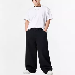 HUEGAH Baggy Super Black Denim (L-11XL) กางเกงยีนส์ขากระบอกใหญ่สีดำ ไซส์ใหญ่