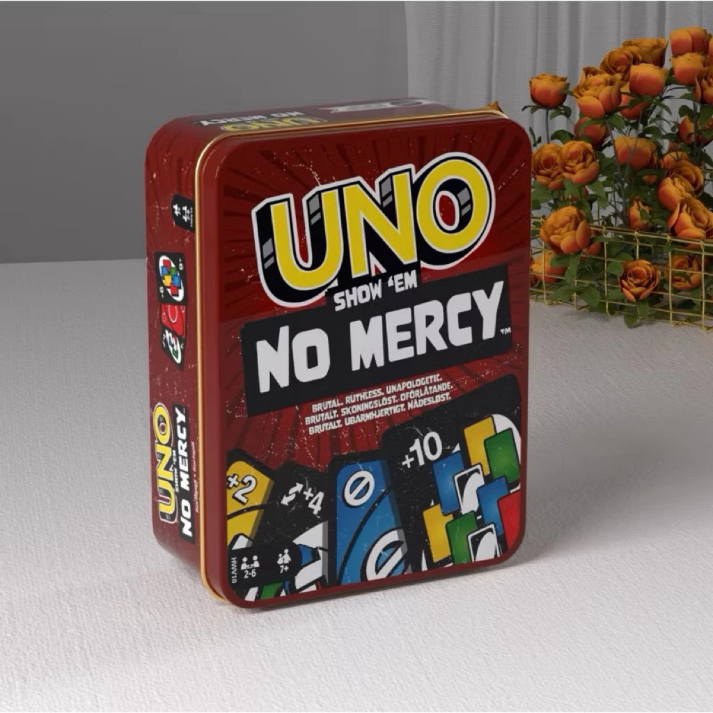 ถูกที่สุดร้านในไทย !!! พร้อมส่ง UNO NO MERCY กล่องเหล็ก (168 ใบ) สินค้าสต๊อกในไทย